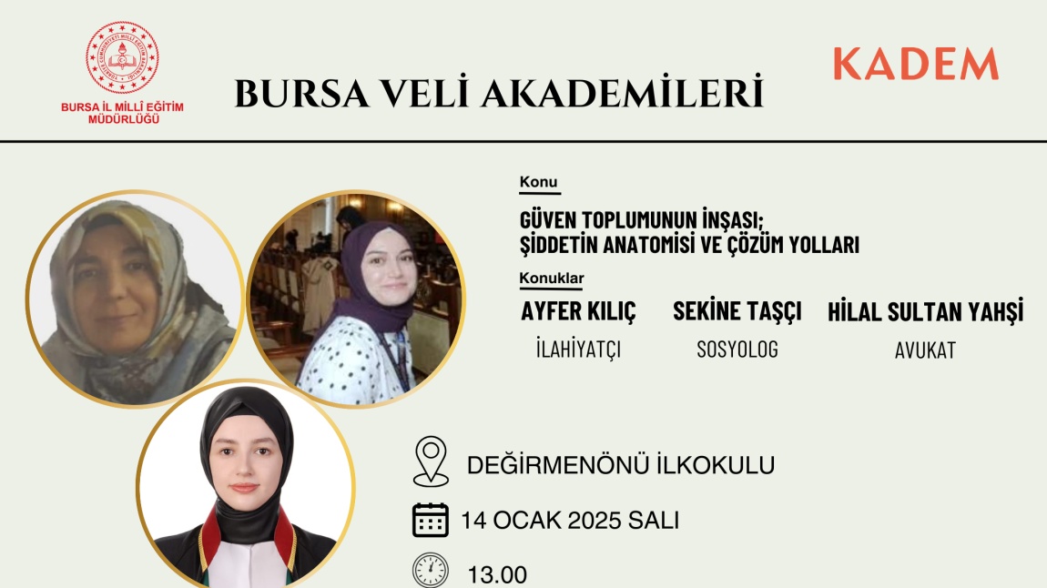 BURSA VELİ AKADEMİLERİ 6. HAFTA: GÜVEN TOPLUMUN İNŞASI;ŞİDDETİN ANATOMİSİ VE ÇÖZÜM YOLLARI